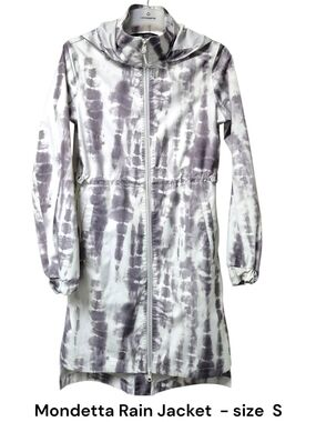 ☔️Mondetta Hooded Raincoat in White & Gray Tie-Dye, 💧Size S - NWOT